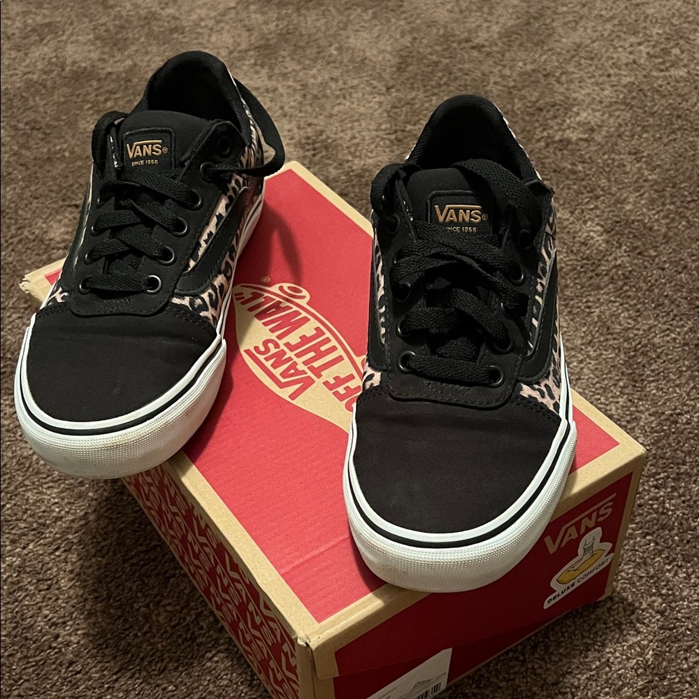 Vans Black and Animal Print Sneakers